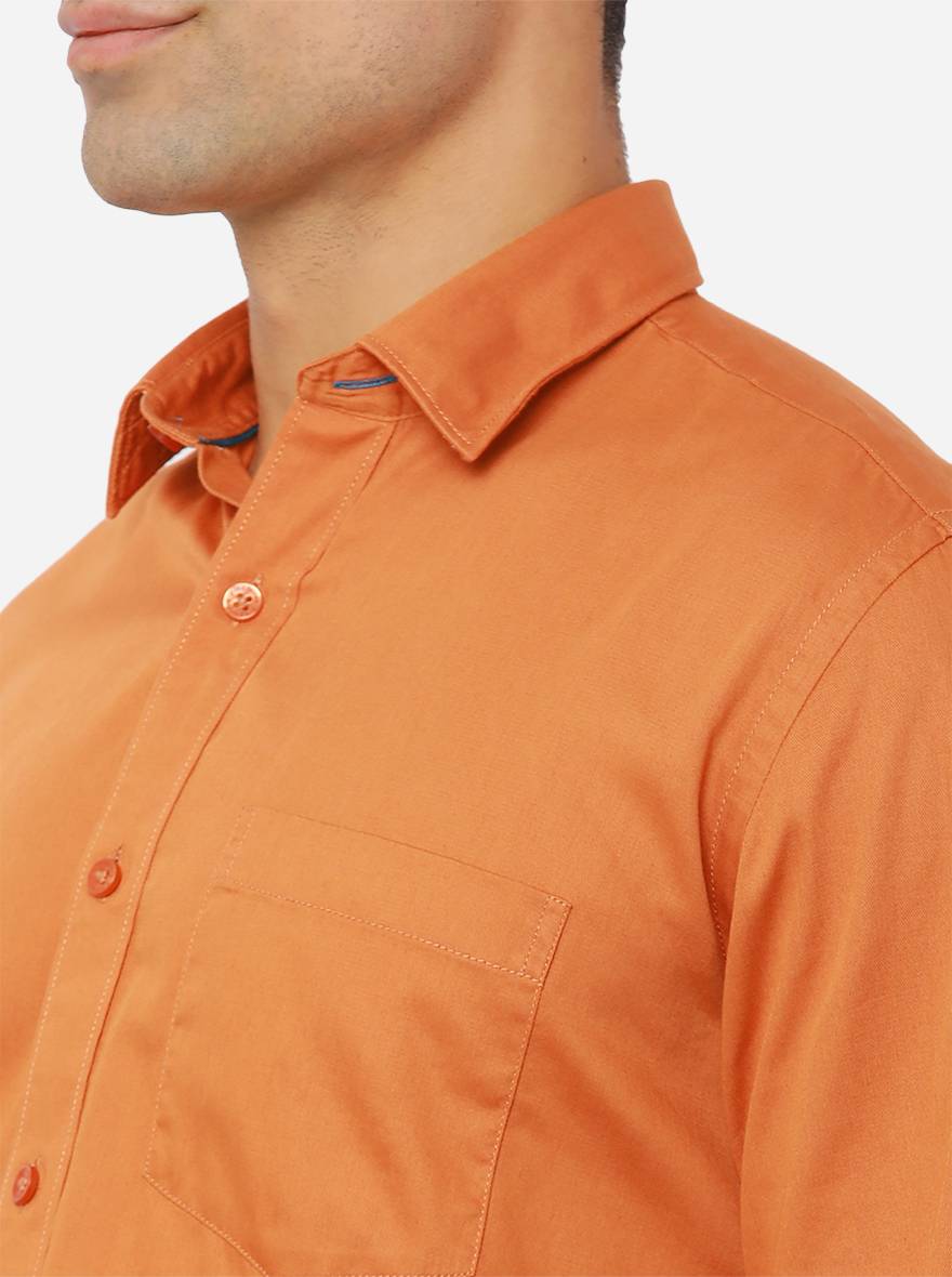 Appicot Orange Solid Smart Fit Casual Shirt | Greenfibre