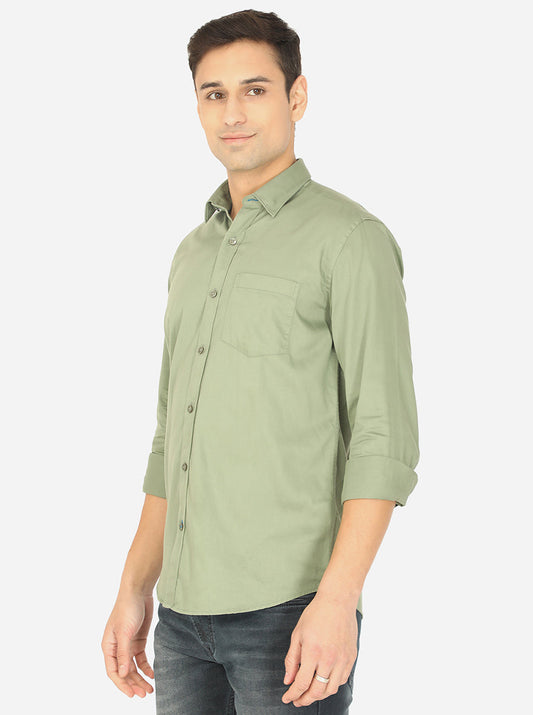 Celery Green Solid Smart Fit Casual Shirt | Greenfibre