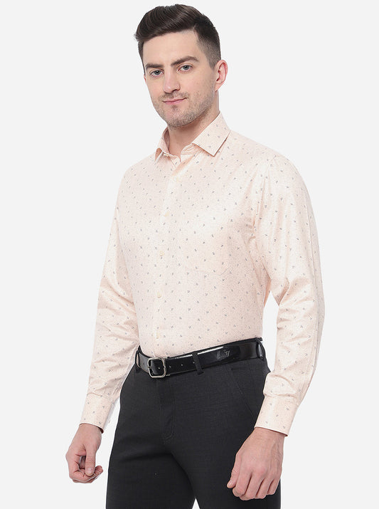 Orange Printed Regular Fit Formal Shirt | Greenfibre