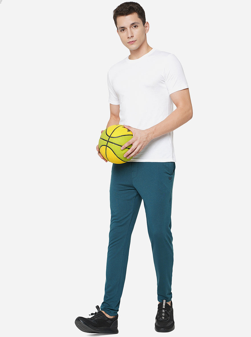 Deep Blue Solid Slim Fit Track Pant | Greenfibre