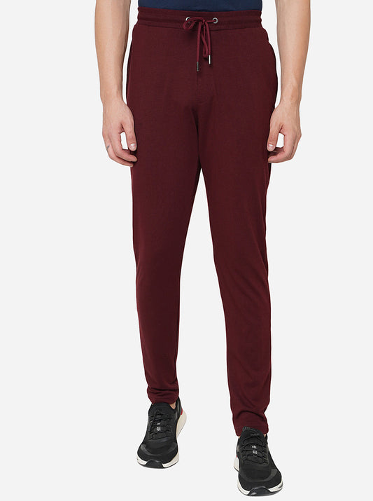 Wine Solid Slim Fit Track Pant | Greenfibre