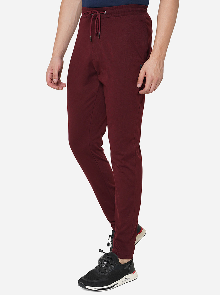 Wine Solid Slim Fit Track Pant | Greenfibre