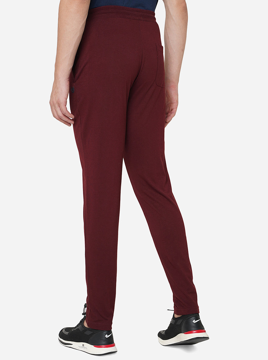 Wine Solid Slim Fit Track Pant | Greenfibre