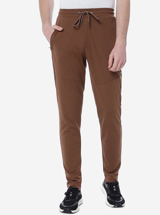 Coffee Brown Solid Slim Fit Track Pant | Greenfibre