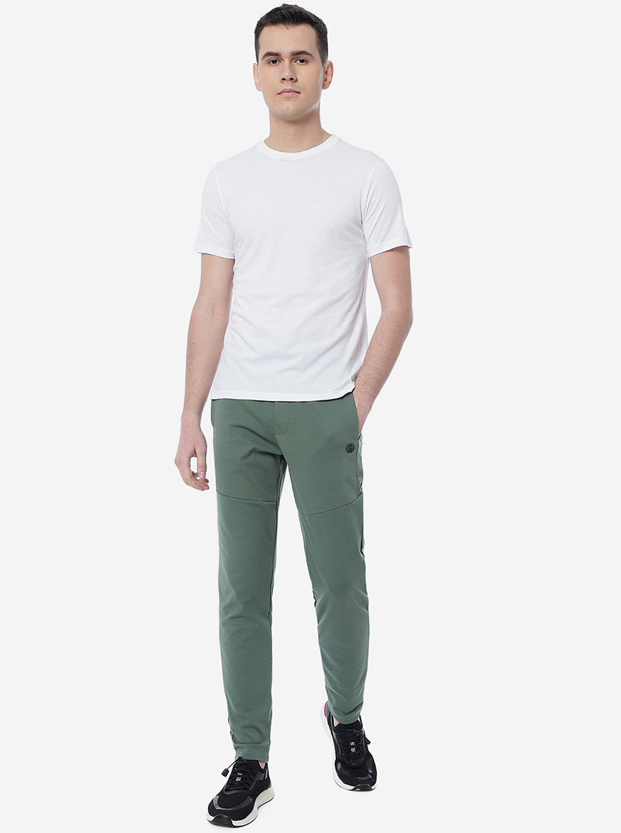 Spruce Green Solid Slim Fit Track Pant | Greenfibre