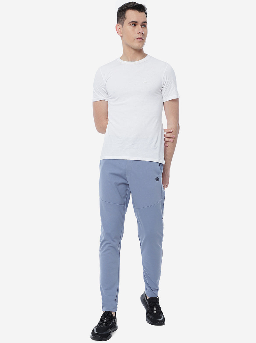 Tempest Blue Solid Slim Fit Track Pant | Greenfibre