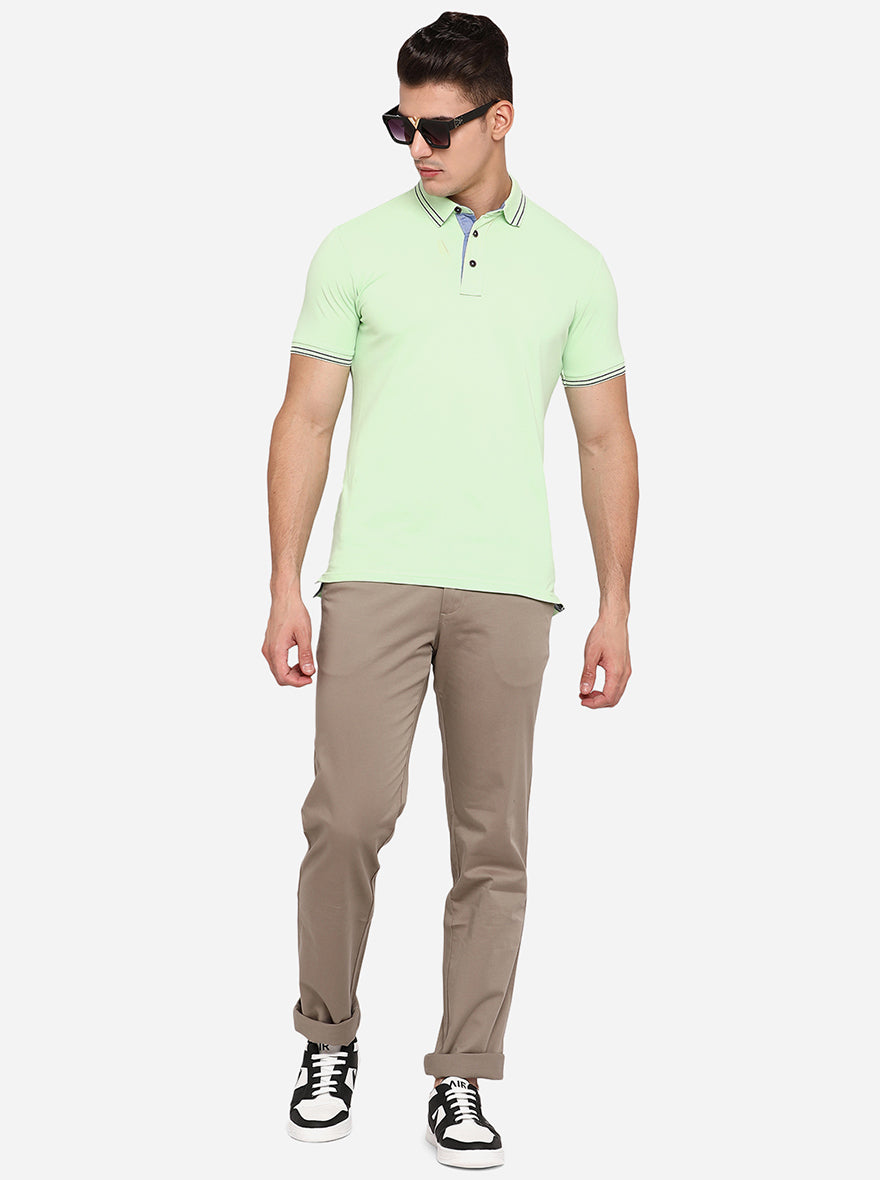 Grey Solid Slim Fit Casual Trouser | Greenfibre