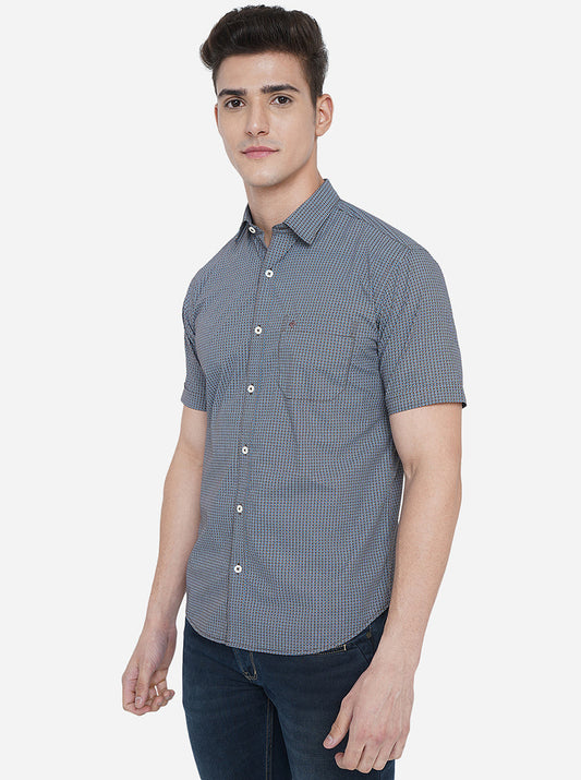 Brown Printed Classic Fit Semi Casual Shirt | Greenfibre