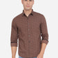 Coffee Brown Printed Slim Fit Semi Casual Shirt | Greenfibre