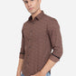 Coffee Brown Printed Slim Fit Semi Casual Shirt | Greenfibre