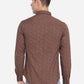 Coffee Brown Printed Slim Fit Semi Casual Shirt | Greenfibre