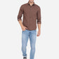 Coffee Brown Printed Slim Fit Semi Casual Shirt | Greenfibre