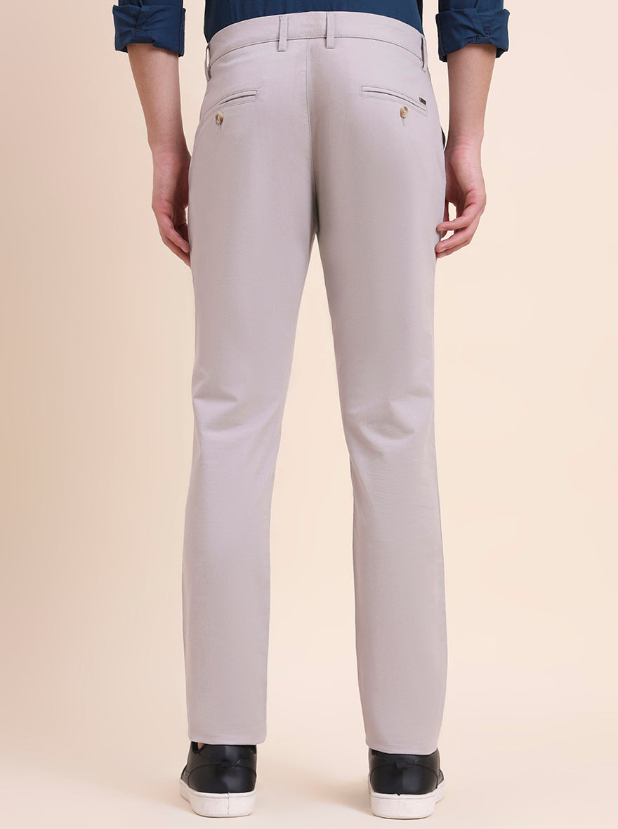 Steel Grey Solid Super Slim Fit Casual Trouser | Greenfibre