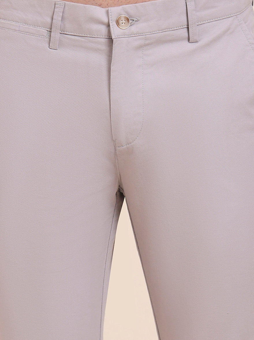 Steel Grey Solid Super Slim Fit Casual Trouser | Greenfibre