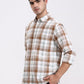 White & Brown Checked Slim Fit Casual Shirt | Greenfibre