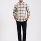 White & Brown Checked Slim Fit Casual Shirt | Greenfibre