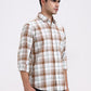 White & Brown Checked Slim Fit Casual Shirt | Greenfibre