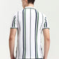 White & Green Striped Slim Fit Polo T-Shirt | Greenfibre