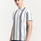 White & Green Striped Slim Fit Polo T-Shirt | Greenfibre