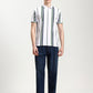 White & Green Striped Slim Fit Polo T-Shirt | Greenfibre