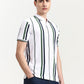White & Green Striped Slim Fit Polo T-Shirt | Greenfibre