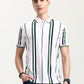 White & Green Striped Slim Fit Polo T-Shirt | Greenfibre