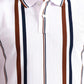 White & Rust Striped Slim Fit Polo T-Shirt | Greenfibre