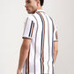 White & Rust Striped Slim Fit Polo T-Shirt | Greenfibre