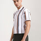 White & Rust Striped Slim Fit Polo T-Shirt | Greenfibre
