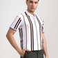 White & Rust Striped Slim Fit Polo T-Shirt | Greenfibre