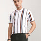 White & Rust Striped Slim Fit Polo T-Shirt | Greenfibre