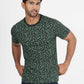 Bottle Green Printed Slim Fit T-Shirt | Greenfibre