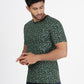 Bottle Green Printed Slim Fit T-Shirt | Greenfibre