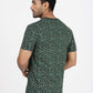 Bottle Green Printed Slim Fit T-Shirt | Greenfibre