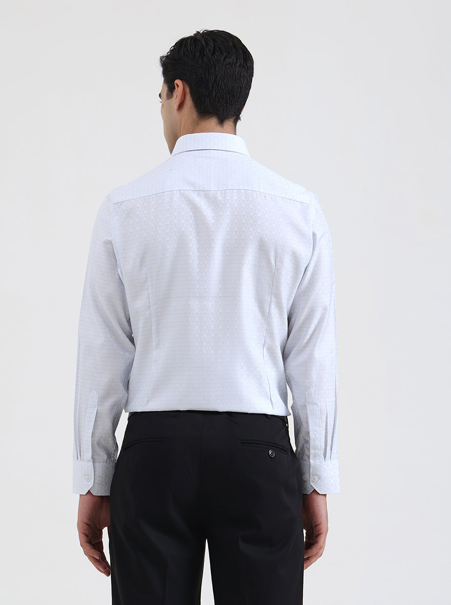 Sky Blue & White Solid Slim Fit Formal Shirt | Greenfibre