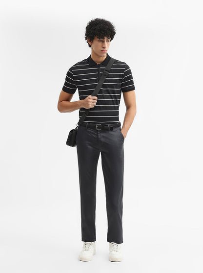 Dark Grey Checked Super Slim Fit Casual Trouser | Greenfibre