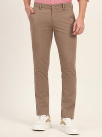 Light Brown Printed Super Slim Fit Casual Trouser | Greenfibre