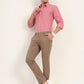 Light Brown Printed Super Slim Fit Casual Trouser | Greenfibre