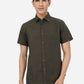 Olive Green Solid Slim Fit Casual Shirt | Greenfibre