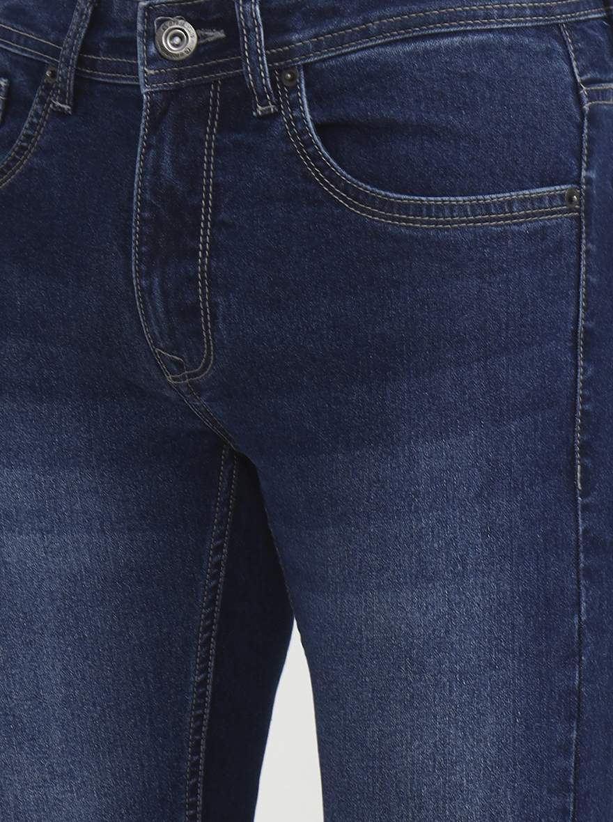 Mid Denim Blue Washed Narrow Fit Jeans | Greenfibre