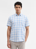 Blue Checked Smart Fit Semi Casual Shirt | Greenfibre