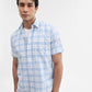 Blue Checked Smart Fit Semi Casual Shirt | Greenfibre