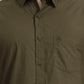 Olive Green Solid Slim Fit Casual Shirt | Greenfibre