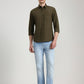 Olive Green Solid Slim Fit Casual Shirt | Greenfibre