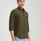 Olive Green Solid Slim Fit Casual Shirt | Greenfibre