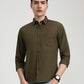 Olive Green Solid Slim Fit Casual Shirt | Greenfibre