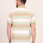 White & Green Striped Slim Fit Polo T-Shirt | JadeBlue