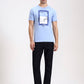 Sky Blue Printed Slim Fit T-Shirt | Greenfibre