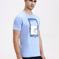 Sky Blue Printed Slim Fit T-Shirt | Greenfibre