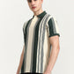 Green & White Striped Slim Fit Polo T-Shirt | Greenfibre